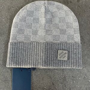 Louis Vuitton Gray Checkered Knit Hat